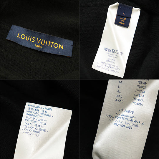 LOUIS VUITTON knit [Outer material] 98% cashmere, 1% silk black mens L Used Authentic