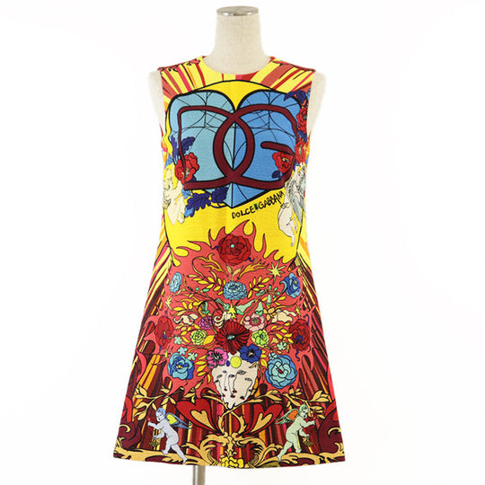 DOLCE&GABBANA one piece [Outer material] 99% cotton, 1% elastane [Lining] 91% silk, 1% elastane Yellow red 36
