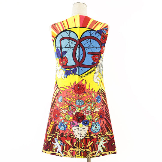 DOLCE&GABBANA one piece [Outer material] 99% cotton, 1% elastane [Lining] 91% silk, 1% elastane Yellow red 36