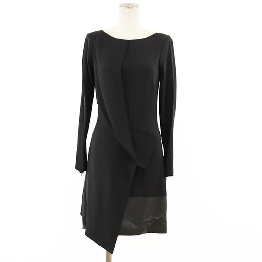 GUCCI one piece [Outer material] 100% silk, 67% rayon [Lining] 94% silk, 6% lycra [Leather part] Sheepskin black Women 38 Used Authentic