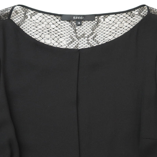 GUCCI one piece [Outer material] 100% silk, 67% rayon [Lining] 94% silk, 6% lycra [Leather part] Sheepskin black Women 38 Used Authentic