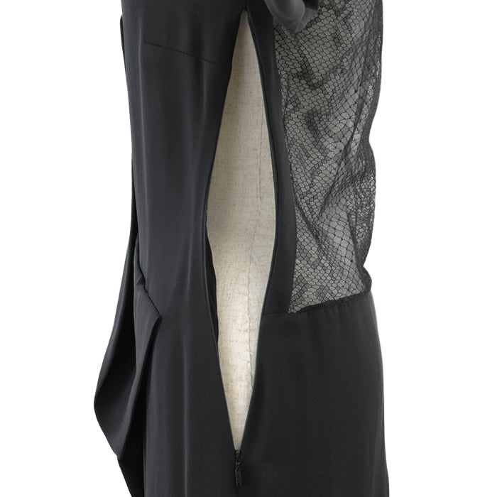 GUCCI one piece [Outer material] 100% silk, 67% rayon [Lining] 94% silk, 6% lycra [Leather part] Sheepskin black Women 38 Used Authentic