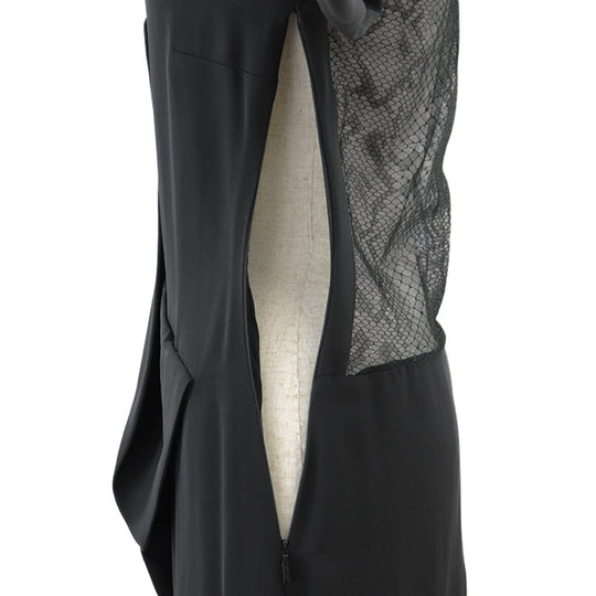 GUCCI one piece [Outer material] 100% silk, 67% rayon [Lining] 94% silk, 6% lycra [Leather part] Sheepskin black Women 38 Used Authentic