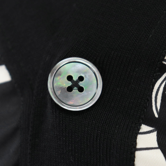 HERMES cardigan [Outer fabric] 100% wool [Other fabric] 100% silk Black White L