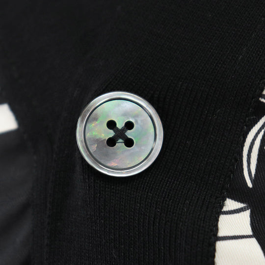 HERMES cardigan [Outer fabric] 100% wool [Other fabric] 100% silk Black White L
