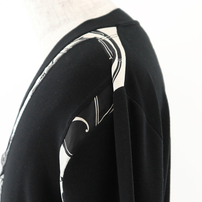 HERMES cardigan [Outer fabric] 100% wool [Other fabric] 100% silk Black White L