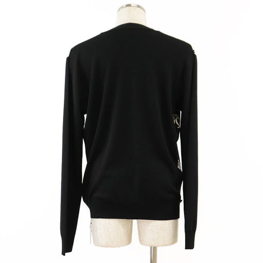 HERMES cardigan [Outer fabric] 100% wool [Other fabric] 100% silk Black White L