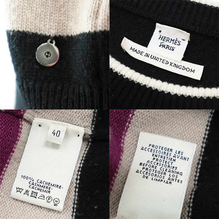 HERMES sweater [Outer material] 100% cashmere Black multicolor Women 40 Used Authentic