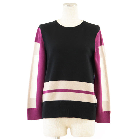 HERMES sweater [Outer material] 100% cashmere Black multicolor Women 40 Used Authentic