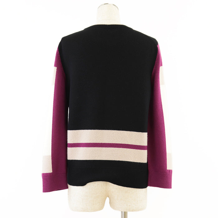 HERMES sweater [Outer material] 100% cashmere Black multicolor Women 40 Used Authentic