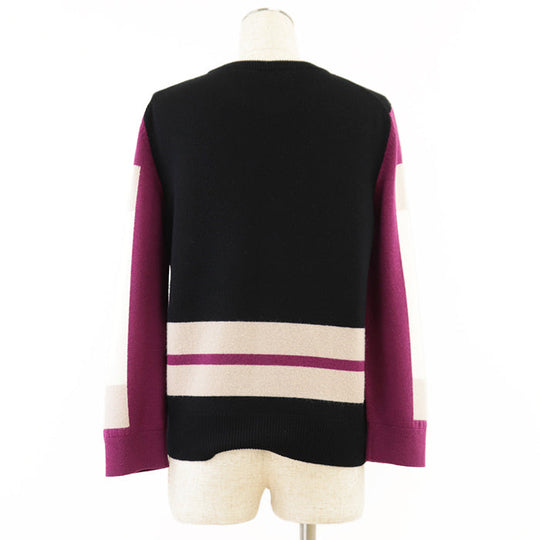 HERMES sweater [Outer material] 100% cashmere Black multicolor Women 40 Used Authentic