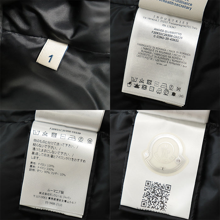 MONCLER Down jacket [Outer material] 100% nylon [Lining] 100% nylon [Filling] 90% down, 10% feather black Women 1 Used Authentic