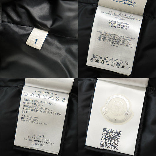MONCLER Down jacket [Outer material] 100% nylon [Lining] 100% nylon [Filling] 90% down, 10% feather black Women 1 Used Authentic
