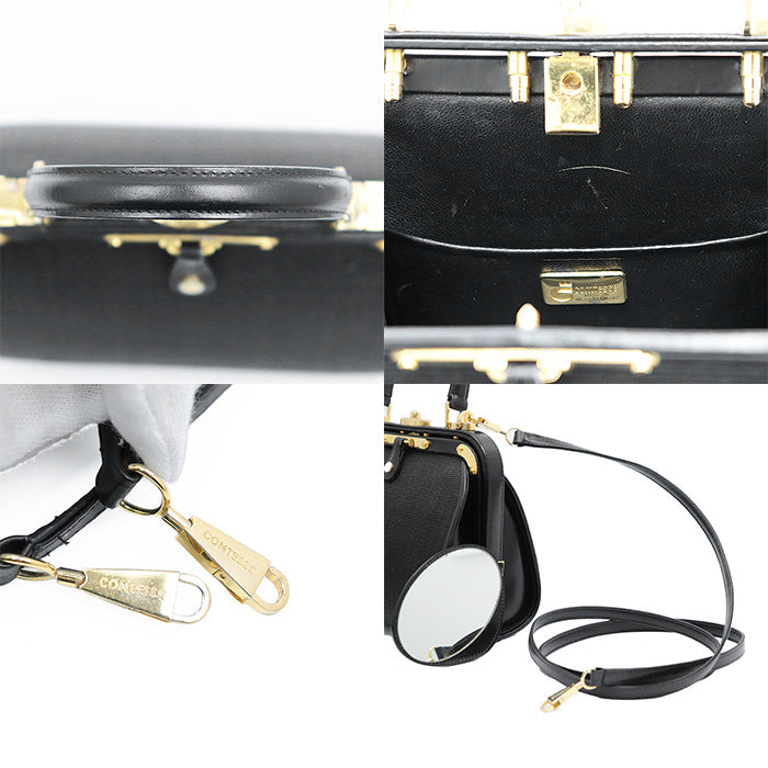 COMTESSE Handbag horsehair leather Black gold Women Used Authentic