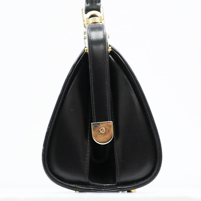 COMTESSE Handbag horsehair leather Black gold Women Used Authentic