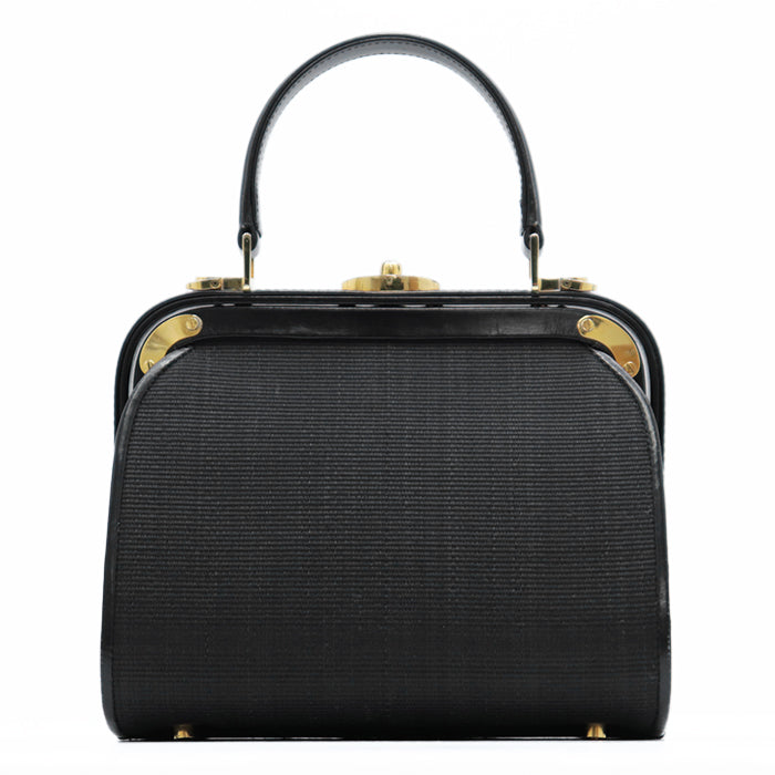 COMTESSE Handbag horsehair leather Black gold Women Used Authentic