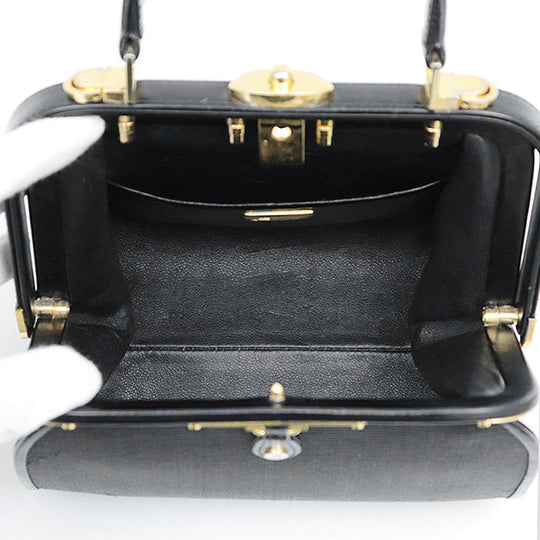 COMTESSE Handbag horsehair leather Black gold Women Used Authentic