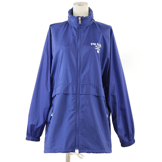 PRADA Blouson 100% recycled polyamide [Leather part] 100% calf leather blue Women 40 Used Authentic