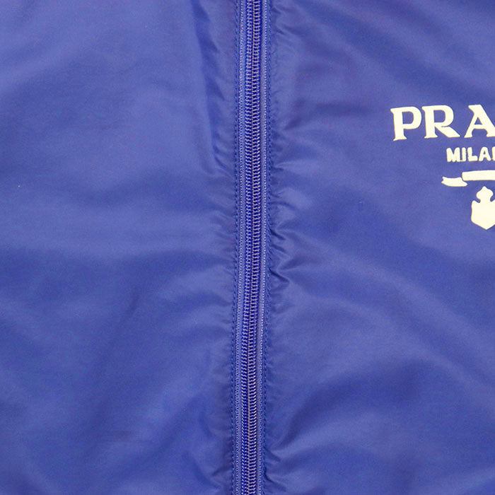 PRADA Blouson 100% recycled polyamide [Leather part] 100% calf leather blue Women 40 Used Authentic