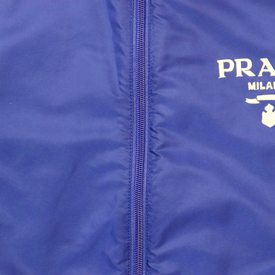PRADA Blouson 100% recycled polyamide [Leather part] 100% calf leather blue Women 40 Used Authentic