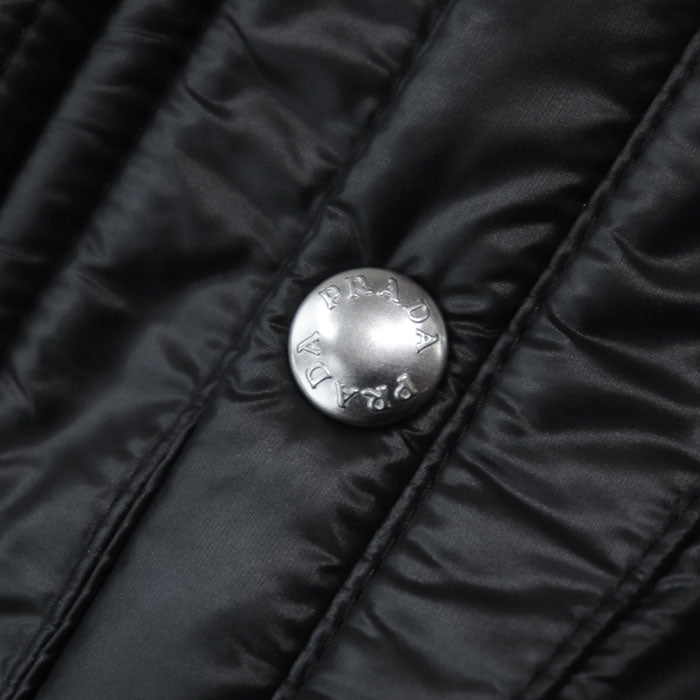 PRADA Down vest SGB628 100% nylon [Filling] 90% down, 10% feather [Other fabric] 100% polyester [Leather part] 100% calf leather black mens 48 Used Authentic