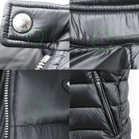 PRADA Down vest SGB628 100% nylon [Filling] 90% down, 10% feather [Other fabric] 100% polyester [Leather part] 100% calf leather black mens 48 Used Authentic