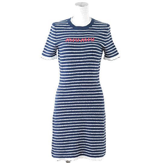 Miu Miu one piece 65% cotton, 35% polyamide Navy, White MMA769 S231 119T Women 38 Used Authentic