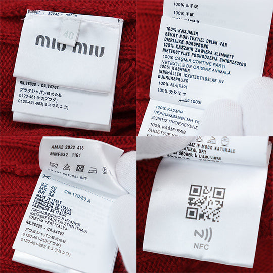 Miu Miu knit cashmere Red Women 40 Used Authentic