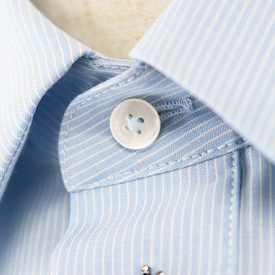FENDI Short sleeve shirt wool Light blue, white FS1076 AN04