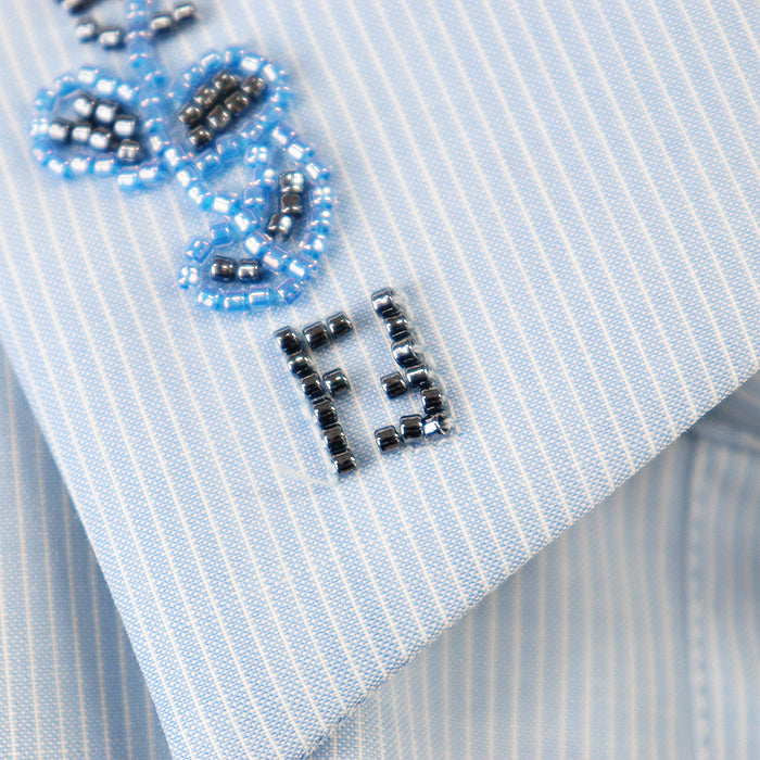 FENDI Short sleeve shirt wool Light blue, white FS1076 AN04