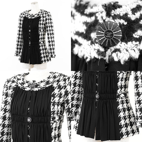 CHANEL Other outerwear P54595 [Outer material] 64% acrylic, 22% wool [Lining] 100% silk White black Women 38 Used Authentic