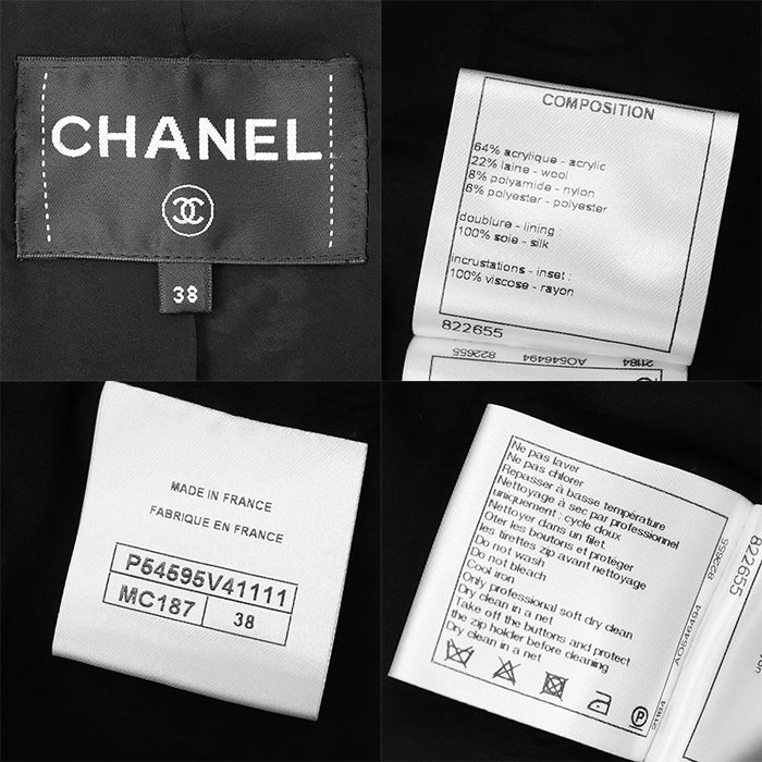 CHANEL Other outerwear P54595 [Outer material] 64% acrylic, 22% wool [Lining] 100% silk White black Women 38 Used Authentic