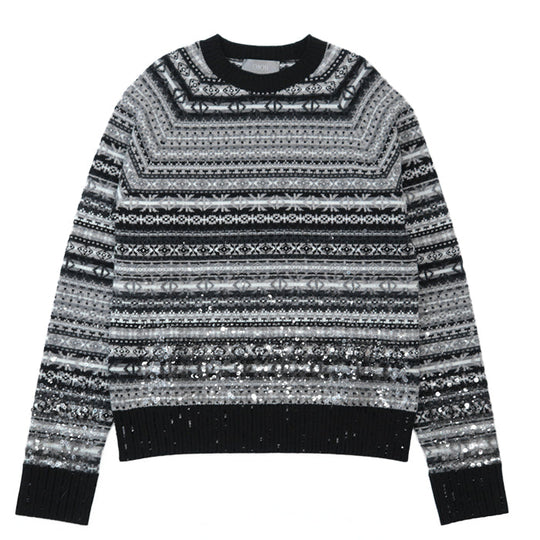 Dior knit Embroidered part: 80% polyester, 20% nylon [Outer material] 100% wool White black gray mens M Used Authentic