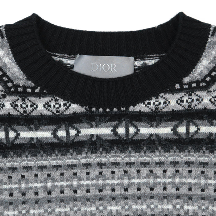 Dior knit Embroidered part: 80% polyester, 20% nylon [Outer material] 100% wool White black gray mens M Used Authentic