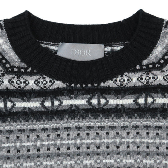 Dior knit Embroidered part: 80% polyester, 20% nylon [Outer material] 100% wool White black gray mens M Used Authentic