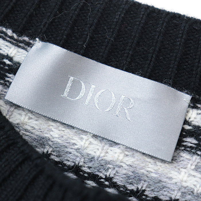 Dior knit Embroidered part: 80% polyester, 20% nylon [Outer material] 100% wool White black gray mens M Used Authentic