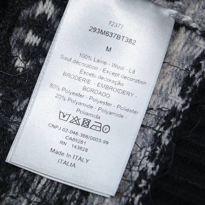 Dior knit Embroidered part: 80% polyester, 20% nylon [Outer material] 100% wool White black gray mens M Used Authentic