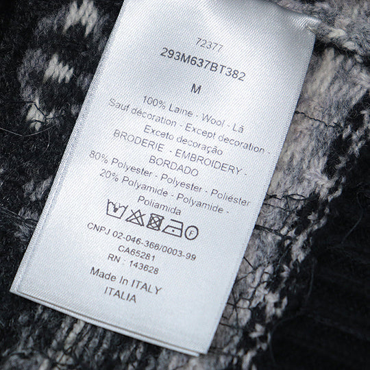 Dior knit Embroidered part: 80% polyester, 20% nylon [Outer material] 100% wool White black gray mens M Used Authentic