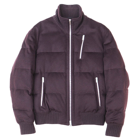 HERMES Down jacket [Outer material] 100% cashmere [Lining] 100% cupra [Filling] 95% down, 5% feather dark purple mens 52 Used Authentic