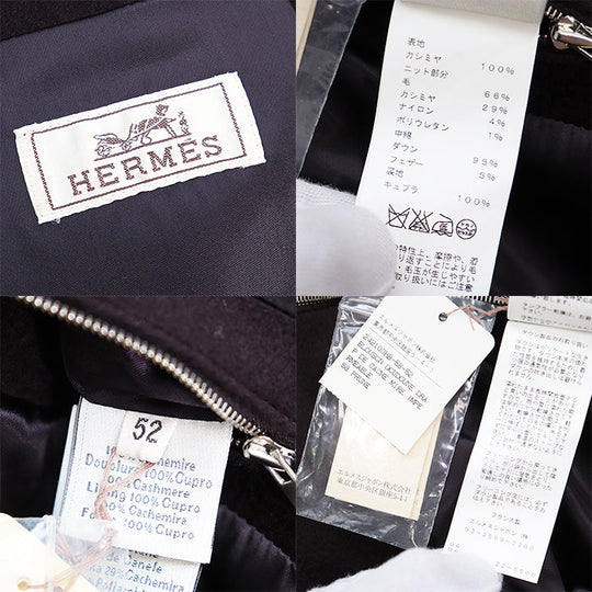 HERMES Down jacket [Outer material] 100% cashmere [Lining] 100% cupra [Filling] 95% down, 5% feather dark purple mens 52 Used Authentic
