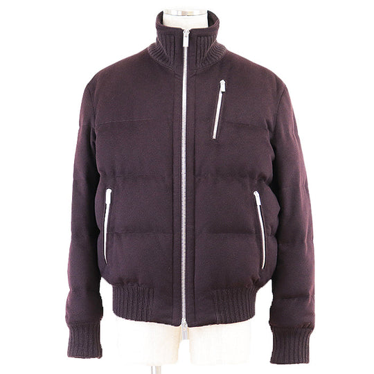 HERMES Down jacket [Outer material] 100% cashmere [Lining] 100% cupra [Filling] 95% down, 5% feather dark purple mens 52 Used Authentic