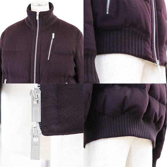 HERMES Down jacket [Outer material] 100% cashmere [Lining] 100% cupra [Filling] 95% down, 5% feather dark purple mens 52 Used Authentic