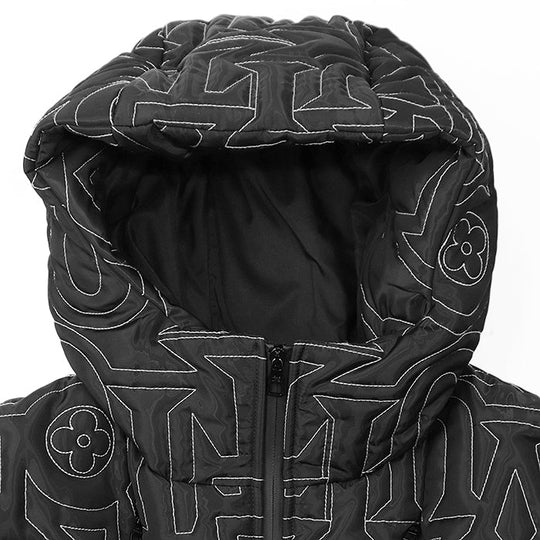 LOUIS VUITTON Down jacket RM231M R29 HOB16E [Outer material] 100% polyester [Lining] 69% polyester, 31% cotton [Filling] 90% down, 10% feather Black, White mens 50 Used Authentic