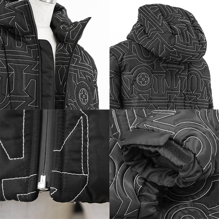 LOUIS VUITTON Down jacket RM231M R29 HOB16E [Outer material] 100% polyester [Lining] 69% polyester, 31% cotton [Filling] 90% down, 10% feather Black, White mens 50 Used Authentic