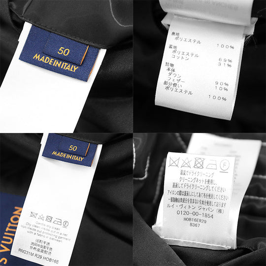 LOUIS VUITTON Down jacket RM231M R29 HOB16E [Outer material] 100% polyester [Lining] 69% polyester, 31% cotton [Filling] 90% down, 10% feather Black, White mens 50 Used Authentic