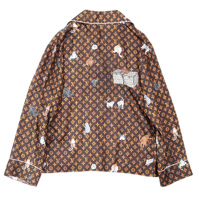 LOUIS VUITTON Long sleeve shirt RW191A LLP FGBL74 100% silk Brown Women 36 Used Authentic