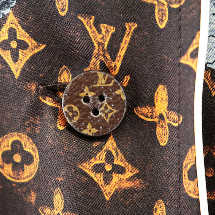 LOUIS VUITTON Long sleeve shirt RW191A LLP FGBL74 100% silk Brown Women 36 Used Authentic