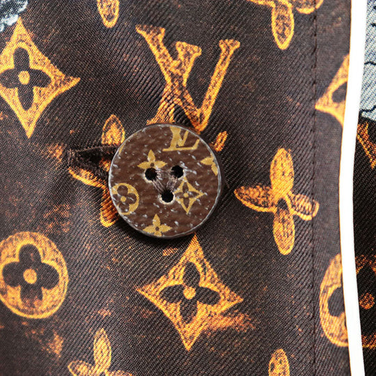 LOUIS VUITTON Long sleeve shirt RW191A LLP FGBL74 100% silk Brown Women 36 Used Authentic
