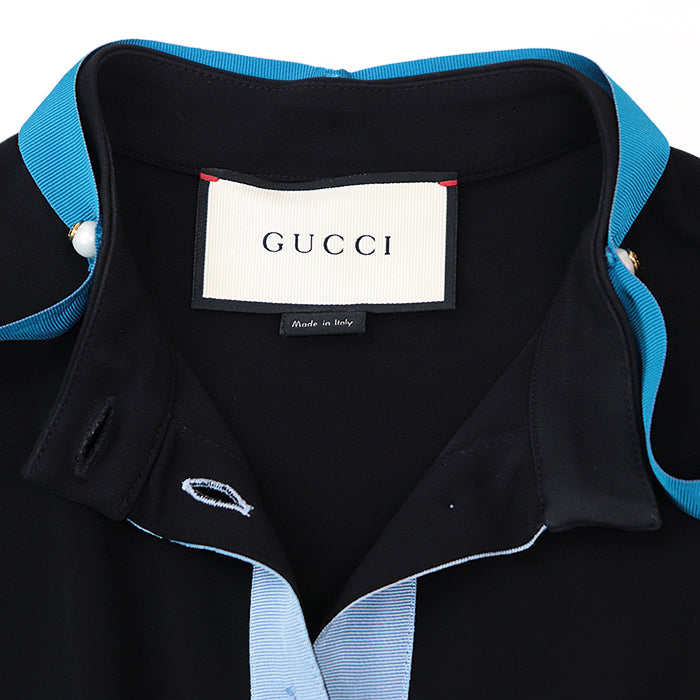 GUCCI one piece 410274 98% rayon, 2% polyurethane Black blue Women S Used Authentic