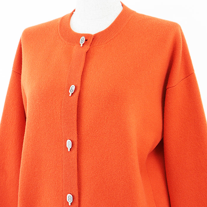 HERMES knit 97% cashmere, 2% nylon Orange Women 36 Used Authentic